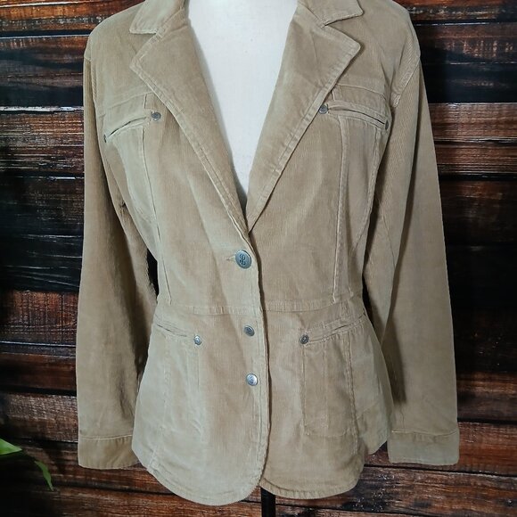 Bill Blass 8 Vintage Corduroy Blazer Jacket Camel Tan Pockets - Picture 2 of 11